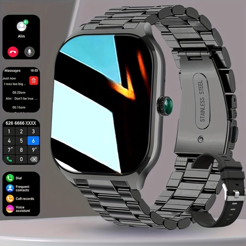 Coiusor Smartwatch 5.11cm Full Touchscreen, Wireless Calling, Sports Mode, Compatible with Android & iPhone, Unisex, Button Deployment Clasp, Voice Call, Magnetic Charging, 250mAh Battery, 90% Screen Ratio, Zinc Alloy, TFT Display, JL7012F6 Chip, Wireless 5.2 - Image 6